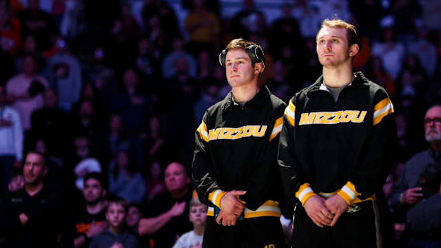 No. 7 Missouri Wrestling junior Keegan O'Toole (No. 1, 165)  and redshirt senior Peyton Mocco (No. 10, 174).
